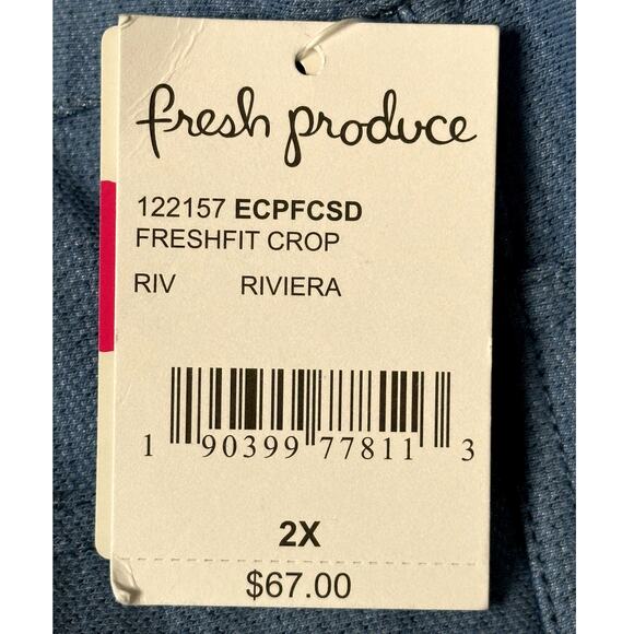 Fresh Produce NWT Fresh Fit Riviera Women Plus Size 2X Cropped Capri Blue Costal - Picture 9 of 11
